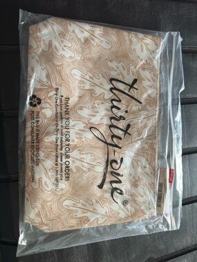 Aritzia Swirl-Print Beige & Cream Cosmetic Pouch